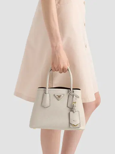 Prada Women's Small Double Saffiano Leather Bag | Thumbnail 3 Prada Women's Small Double Saffiano Leather Bag | Thumbnail 3