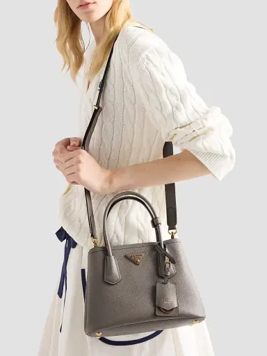 Prada Women's Small Double Saffiano Leather Bag | Thumbnail 2 Prada Women's Small Double Saffiano Leather Bag | Thumbnail 2