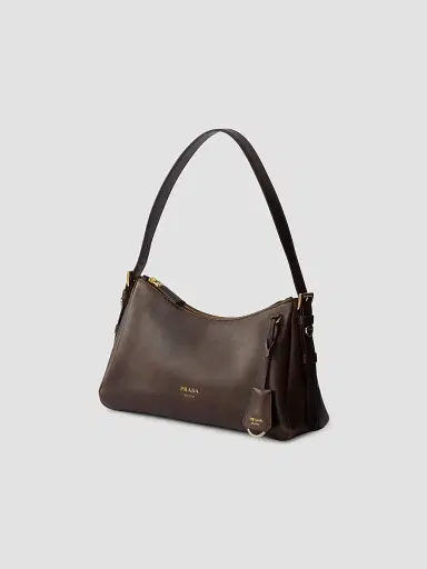 Prada Women's Aimée Medium Leather Shoulder Bag - Brown | Thumbnail 2 Prada Women's Aimée Medium Leather Shoulder Bag - Brown | Thumbnail 2
