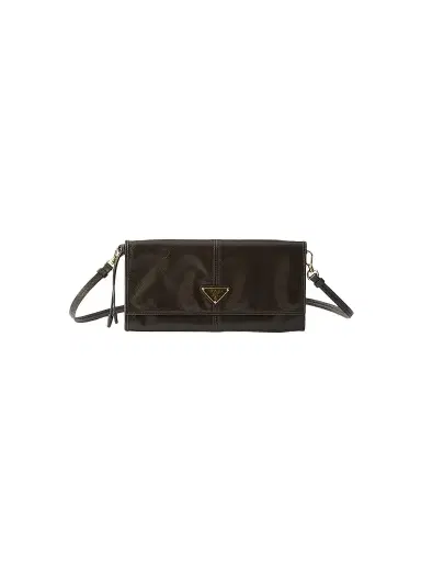 Prada Women's Leather Wallet with Shoulder Strap - Dark Green | Thumbnail 1 Prada Women's Leather Wallet with Shoulder Strap - Dark Green | Thumbnail 1