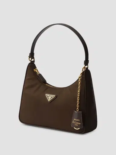 Prada Women's Re-Edition 2005 Nylon and Saffiano Mini Shoulder Bag - Brown | Thumbnail 2 Prada Women's Re-Edition 2005 Nylon and Saffiano Mini Shoulder Bag - Brown | Thumbnail 2