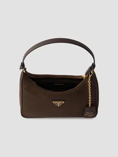 Prada Women's Re-Edition 2005 Nylon and Saffiano Mini Shoulder Bag - Brown | Thumbnail 3 Prada Women's Re-Edition 2005 Nylon and Saffiano Mini Shoulder Bag - Brown | Thumbnail 3
