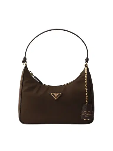 Prada Women's Re-Edition 2005 Nylon and Saffiano Mini Shoulder Bag - Brown | Thumbnail 1 Prada Women's Re-Edition 2005 Nylon and Saffiano Mini Shoulder Bag - Brown | Thumbnail 1