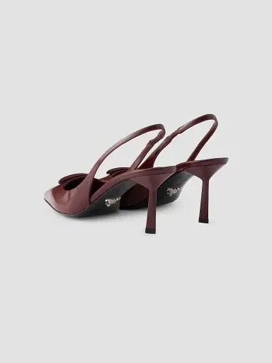 Prada Women's Brushed Leather Slingback Pumps - Dark Red | Thumbnail 3 Prada Women's Brushed Leather Slingback Pumps - Dark Red | Thumbnail 3