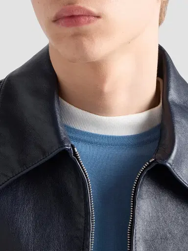 Prada Men's Worsted Wool Crewneck Sweater - Blue | Thumbnail 4 Prada Men's Worsted Wool Crewneck Sweater - Blue | Thumbnail 4