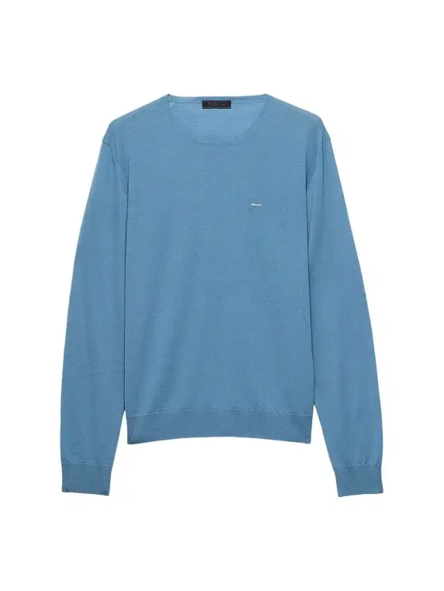 Men's Worsted Wool Crewneck Sweater - Blue Men's Worsted Wool Crewneck Sweater - Blue