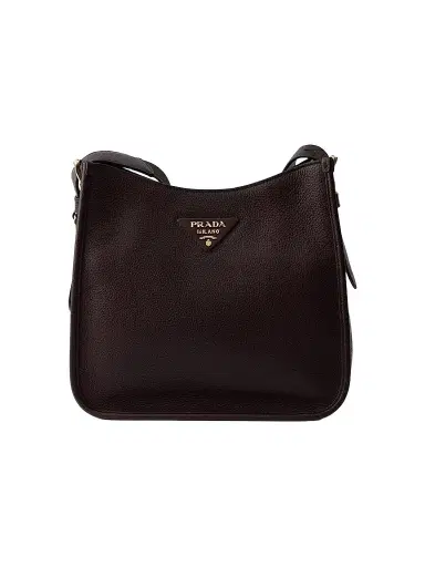 Prada Women's Leather Shoulder Bag - Dark Brown | Thumbnail 1 Prada Women's Leather Shoulder Bag - Dark Brown | Thumbnail 1