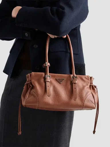 Prada Women's Bonnie Antiqued Leather Top Handle Bag - Brown | Thumbnail 8 Prada Women's Bonnie Antiqued Leather Top Handle Bag - Brown | Thumbnail 8