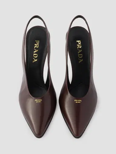 Prada Women's Leather Slingback Pumps - Brown | Thumbnail 2 Prada Women's Leather Slingback Pumps - Brown | Thumbnail 2