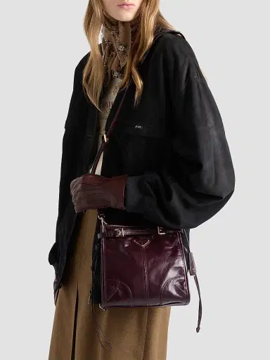 Prada Women's Bonnie Leather Mini Shoulder Bag - Dark Red | Thumbnail 3 Prada Women's Bonnie Leather Mini Shoulder Bag - Dark Red | Thumbnail 3