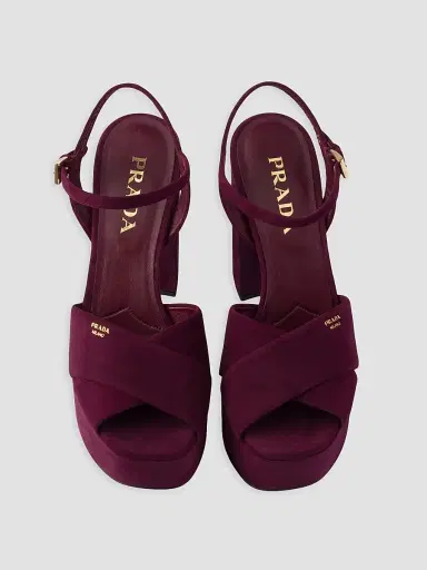 Prada Women's Suede Platform Sandals - Dark Red - Size 11.5 | Thumbnail 2 Prada Women's Suede Platform Sandals - Dark Red - Size 11.5 | Thumbnail 2