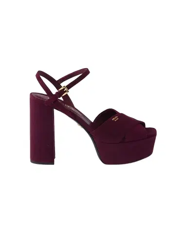Prada Women's Suede Platform Sandals - Dark Red - Size 11.5 | Thumbnail 1 Prada Women's Suede Platform Sandals - Dark Red - Size 11.5 | Thumbnail 1