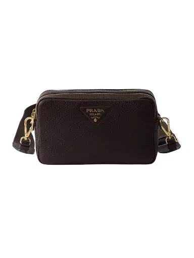 Prada Women's Small Leather Shoulder Bag - Dark Brown | Thumbnail 1 Prada Women's Small Leather Shoulder Bag - Dark Brown | Thumbnail 1