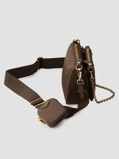 Prada Women's Re-Nylon and Saffiano Leather Mini Shoulder Bag | Thumbnail 4 Prada Women's Re-Nylon and Saffiano Leather Mini Shoulder Bag | Thumbnail 4