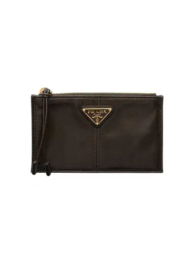 Prada Women's Leather Card Holder with Zipper - Green | Thumbnail 1 Prada Women's Leather Card Holder with Zipper - Green | Thumbnail 1