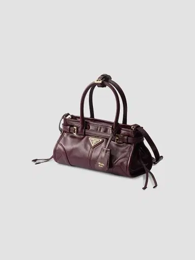 Prada Women's Bonnie Leather Top Handle Bag - Dark Red | Thumbnail 2 Prada Women's Bonnie Leather Top Handle Bag - Dark Red | Thumbnail 2
