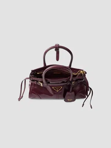 Prada Women's Bonnie Leather Top Handle Bag - Dark Red | Thumbnail 4 Prada Women's Bonnie Leather Top Handle Bag - Dark Red | Thumbnail 4