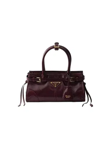 Prada Women's Bonnie Leather Top Handle Bag - Dark Red | Thumbnail 1 Prada Women's Bonnie Leather Top Handle Bag - Dark Red | Thumbnail 1