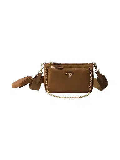 Prada Women's Re-Nylon and Saffiano Leather Mini Shoulder Bag | Thumbnail 1 Prada Women's Re-Nylon and Saffiano Leather Mini Shoulder Bag | Thumbnail 1