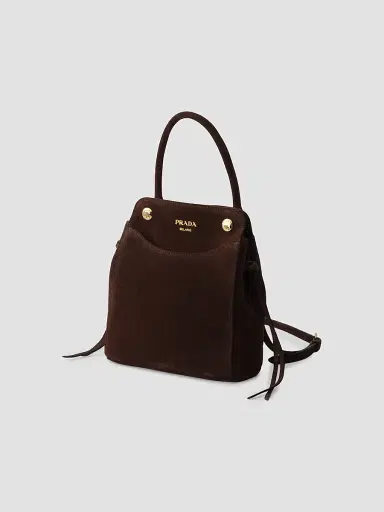 Prada Women's Carry Mini Suede Handbag - Brown | Thumbnail 2 Prada Women's Carry Mini Suede Handbag - Brown | Thumbnail 2
