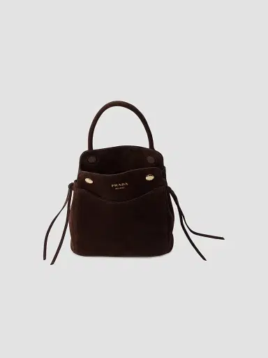 Prada Women's Carry Mini Suede Handbag - Brown | Thumbnail 4 Prada Women's Carry Mini Suede Handbag - Brown | Thumbnail 4