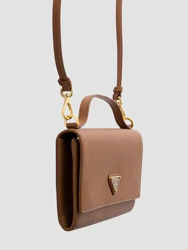 Prada Women's Saffiano Leather Wallet with Shoulder Strap - Brown Gold | Thumbnail 6 Prada Women's Saffiano Leather Wallet with Shoulder Strap - Brown Gold | Thumbnail 6