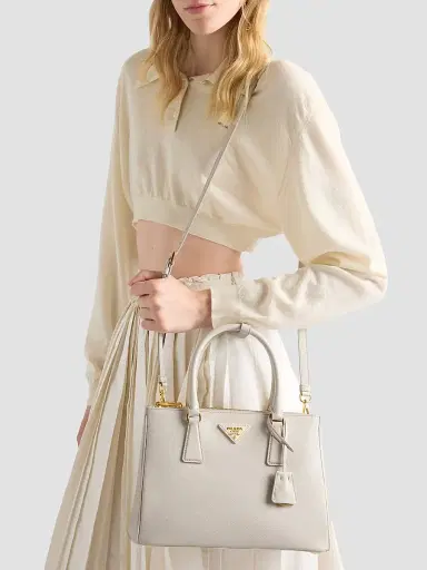 Prada Women's Medium Galleria Saffiano Leather Top Handle Bag - Chalk White | Thumbnail 3 Prada Women's Medium Galleria Saffiano Leather Top Handle Bag - Chalk White | Thumbnail 3
