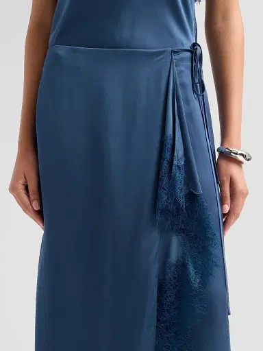 A.L.C. Women's Bree Satin Lace-Trimmed Midi Skirt - Ash Blue | Thumbnail 5 A.L.C. Women's Bree Satin Lace-Trimmed Midi Skirt - Ash Blue | Thumbnail 5
