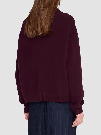 ANINE BING Women's Lee Polo Sweater - Burgundy | Thumbnail 3 ANINE BING Women's Lee Polo Sweater - Burgundy | Thumbnail 3