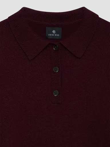 ANINE BING Women's Lee Polo Sweater - Burgundy | Thumbnail 5 ANINE BING Women's Lee Polo Sweater - Burgundy | Thumbnail 5