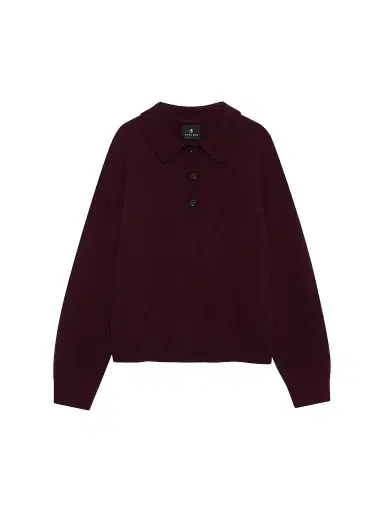 ANINE BING Women's Lee Polo Sweater - Burgundy | Thumbnail 1 ANINE BING Women's Lee Polo Sweater - Burgundy | Thumbnail 1