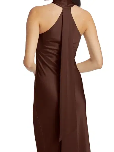 Galvan London Women's Pandora Asymmetrical Bias Cut Dress - Chocolate | Thumbnail 6 Galvan London Women's Pandora Asymmetrical Bias Cut Dress - Chocolate | Thumbnail 6