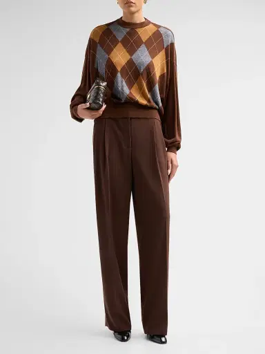 Ronny Kobo Women's Hayes Pleated Straight-Leg Pants - Chocolate | Thumbnail 2 Ronny Kobo Women's Hayes Pleated Straight-Leg Pants - Chocolate | Thumbnail 2