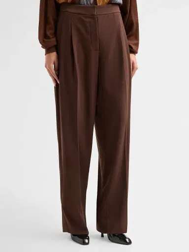 Ronny Kobo Women's Hayes Pleated Straight-Leg Pants - Chocolate | Thumbnail 4 Ronny Kobo Women's Hayes Pleated Straight-Leg Pants - Chocolate | Thumbnail 4