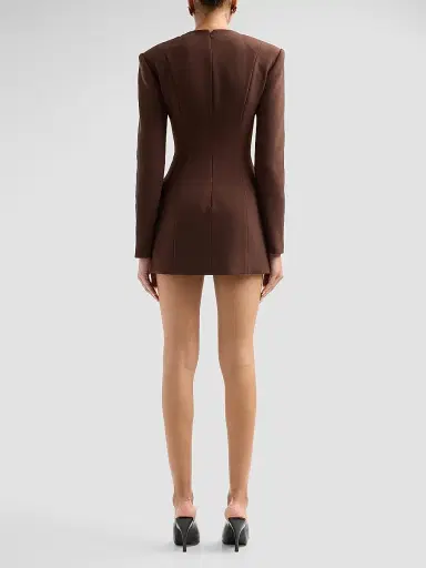 Ronny Kobo Women's Brette Tailored Mini Dress - Chocolate | Thumbnail 3 Ronny Kobo Women's Brette Tailored Mini Dress - Chocolate | Thumbnail 3