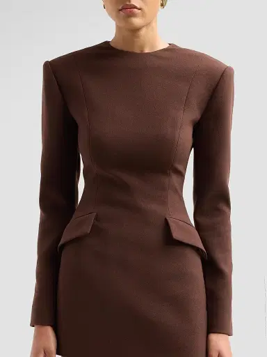 Ronny Kobo Women's Brette Tailored Mini Dress - Chocolate | Thumbnail 5 Ronny Kobo Women's Brette Tailored Mini Dress - Chocolate | Thumbnail 5