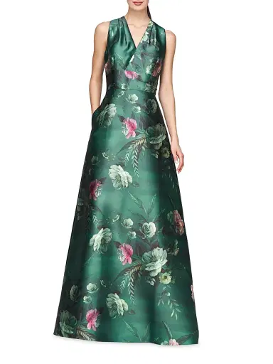 Kay Unger Women's Rosalind Floral Print Gown - Light Emerald | Thumbnail 2 Kay Unger Women's Rosalind Floral Print Gown - Light Emerald | Thumbnail 2