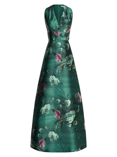 Kay Unger Women's Rosalind Floral Print Gown - Light Emerald | Thumbnail 1 Kay Unger Women's Rosalind Floral Print Gown - Light Emerald | Thumbnail 1