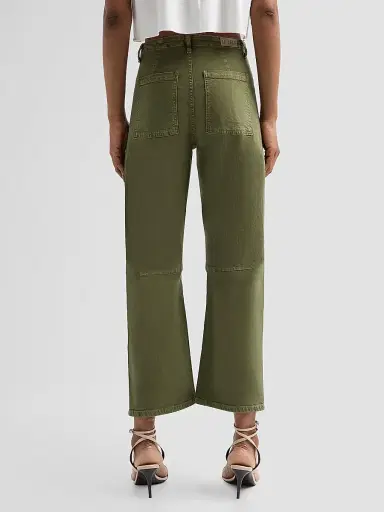 Le Jean Women's Utility Soft Barrel Jeans - Olive Green | Thumbnail 3 Le Jean Women's Utility Soft Barrel Jeans - Olive Green | Thumbnail 3