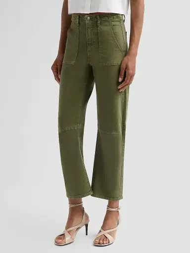 Le Jean Women's Utility Soft Barrel Jeans - Olive Green | Thumbnail 4 Le Jean Women's Utility Soft Barrel Jeans - Olive Green | Thumbnail 4