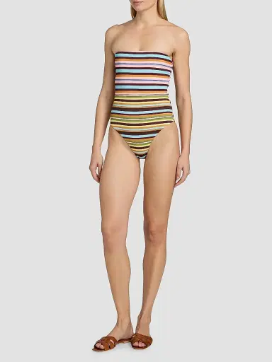 BEACH RIOT Women's Amber Strapless One-Piece Swimsuit - Paradise Stripe - Size Large | Thumbnail 2 BEACH RIOT Women's Amber Strapless One-Piece Swimsuit - Paradise Stripe - Size Large | Thumbnail 2