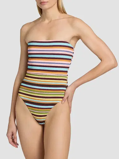 BEACH RIOT Women's Amber Strapless One-Piece Swimsuit - Paradise Stripe - Size Large | Thumbnail 3 BEACH RIOT Women's Amber Strapless One-Piece Swimsuit - Paradise Stripe - Size Large | Thumbnail 3