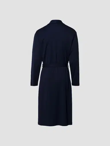 Hanro Men's Night & Day Shawl Collar Cotton Robe - Deep Navy | Thumbnail 3 Hanro Men's Night & Day Shawl Collar Cotton Robe - Deep Navy | Thumbnail 3