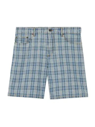Burberry Men's Douglas Check Denim Shorts - Light Indigo Blue | Thumbnail 1 Burberry Men's Douglas Check Denim Shorts - Light Indigo Blue | Thumbnail 1