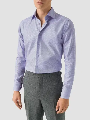 Eton Men's Contemporary Fit Textured Twill Shirt - Light Purple - Size 18 | Thumbnail 3 Eton Men's Contemporary Fit Textured Twill Shirt - Light Purple - Size 18 | Thumbnail 3