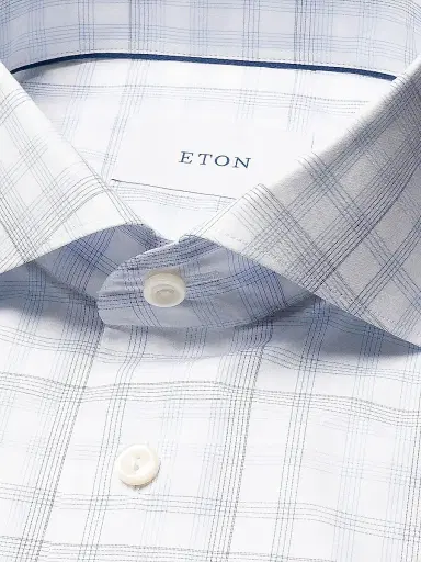 Eton Men's Plaid Cotton Poplin Contemporary-Fit Shirt - Light Blue | Thumbnail 3 Eton Men's Plaid Cotton Poplin Contemporary-Fit Shirt - Light Blue | Thumbnail 3