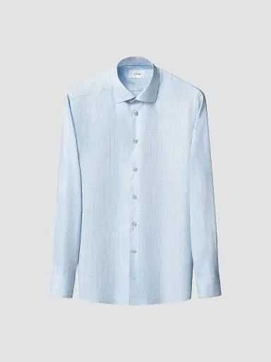 Eton Men's Contemporary-Fit Check Cotton-Blend Shirt - Light Blue | Thumbnail 2 Eton Men's Contemporary-Fit Check Cotton-Blend Shirt - Light Blue | Thumbnail 2