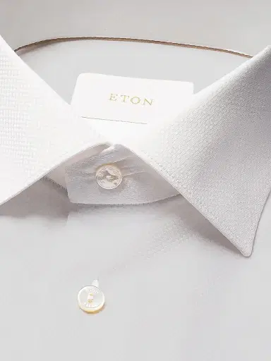 Eton Men's Elevated Textured Cotton Slim-Fit Shirt - White - Size 17.5 | Thumbnail 3 Eton Men's Elevated Textured Cotton Slim-Fit Shirt - White - Size 17.5 | Thumbnail 3