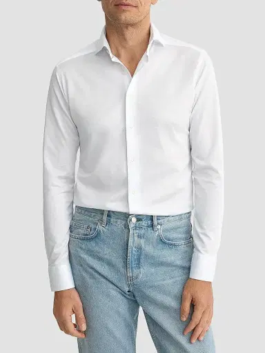 Eton Men's Slim-Fit Filo di Scozia Cotton Shirt - White - Size 17.5 | Thumbnail 2 Eton Men's Slim-Fit Filo di Scozia Cotton Shirt - White - Size 17.5 | Thumbnail 2