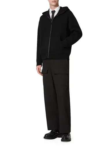 Valentino Garavani Men's Hooded Wool Sweatshirt - Black | Thumbnail 2 Valentino Garavani Men's Hooded Wool Sweatshirt - Black | Thumbnail 2